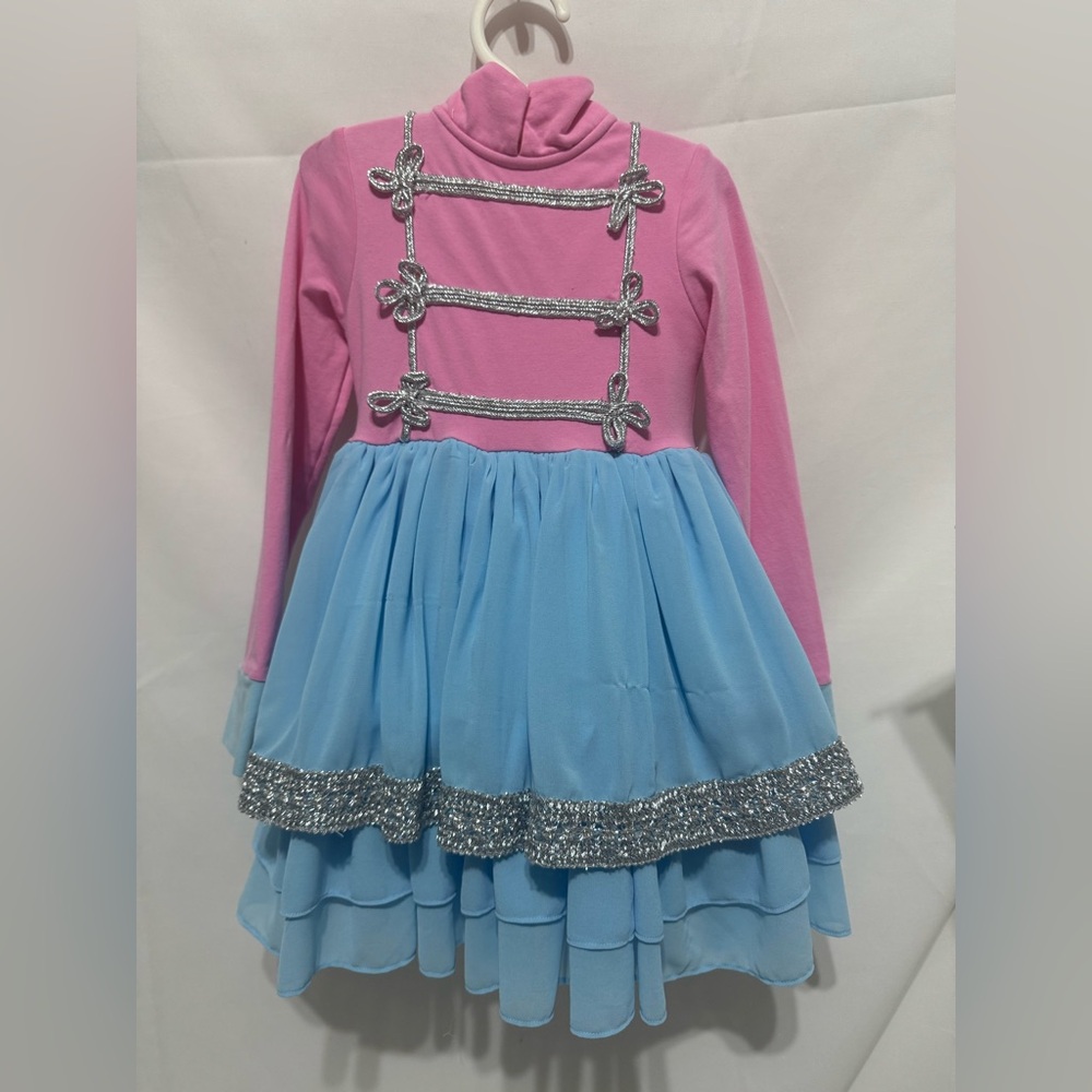 Only Little Once Toy Soldier Nutcracker Christmas Twirl Dress Pink & Blue Size 3